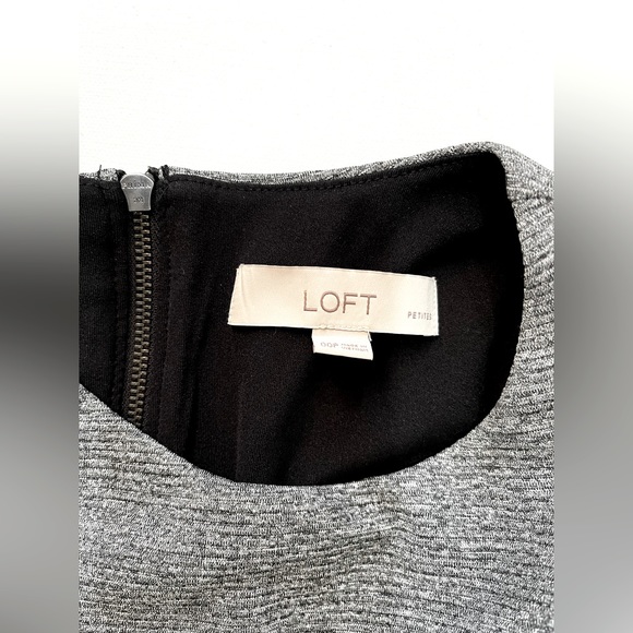 Grey & black Loft stretch dress with pleated shoulders. - Picture 3 of 4